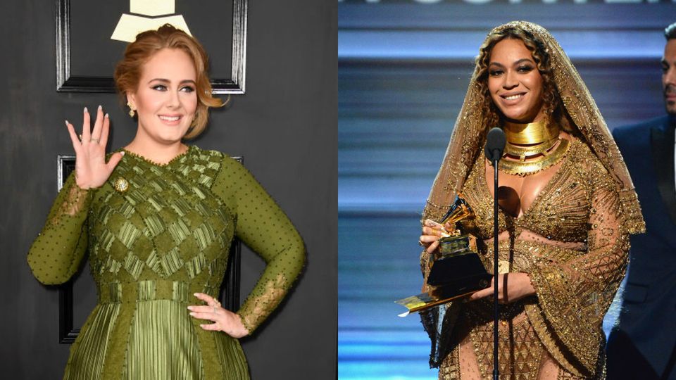Adele just broke her GRAMMY Award in half to share it with Beyoncé | Award Shows - KISS