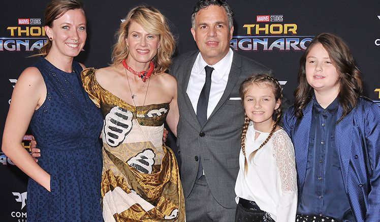 Mark Ruffalo, who plays The Hulk, and his family at Thor: Ragnarok premiere.