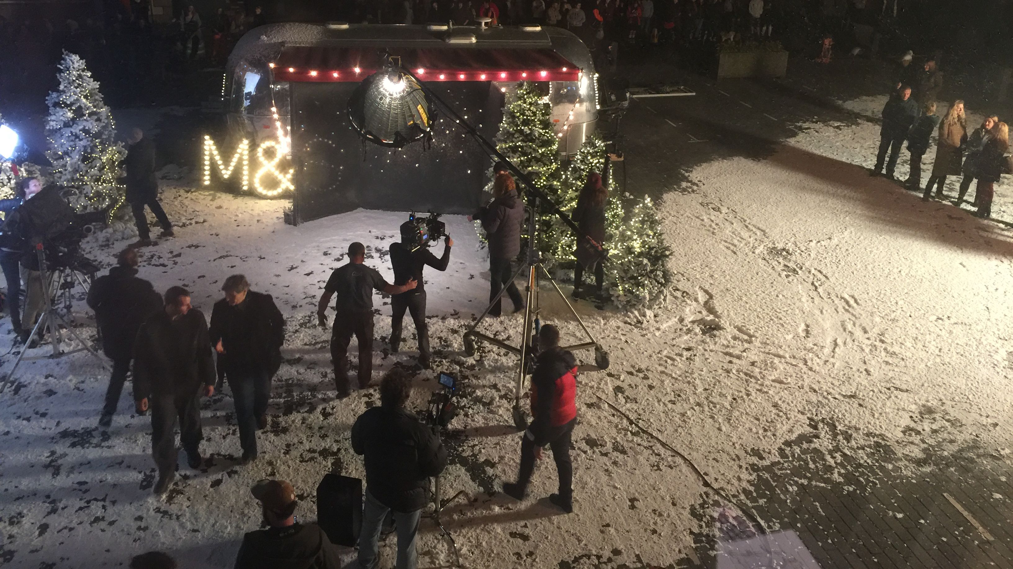 M&S film Christmas scenes in Kelso in September (c) K Hume