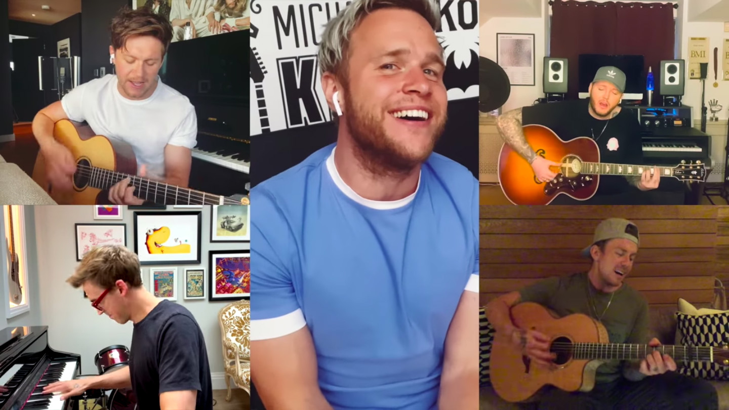 Tom Fletcher and Danny Jones perform 'Shine A Light' with Niall Horan, James Arthur and Olly Murs