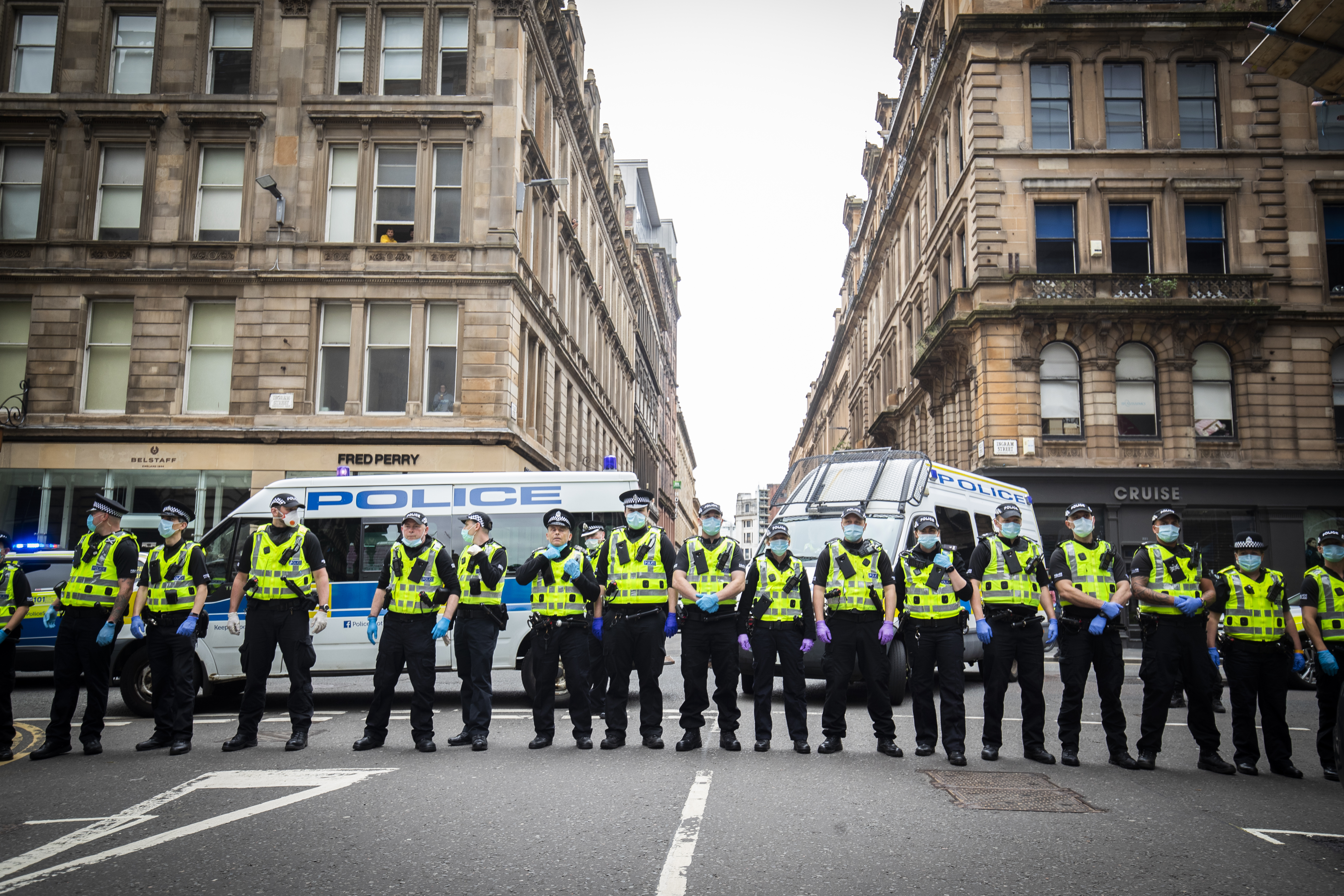 Three men charged after disorder in George Square