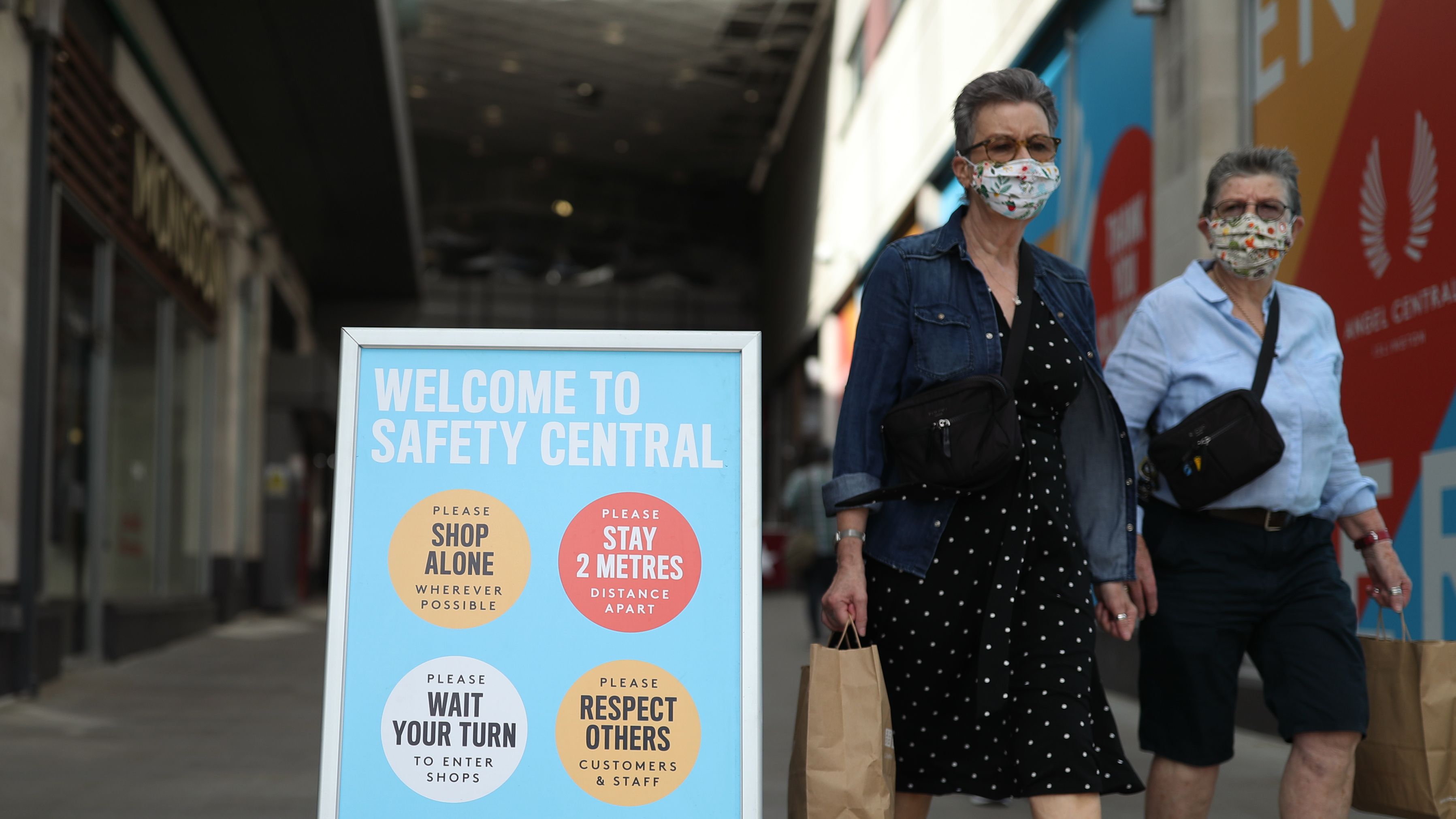 People shopping wearing masks