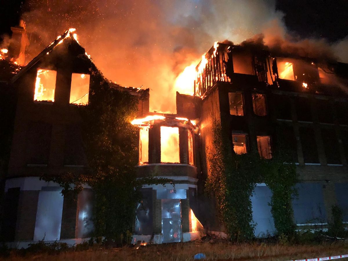 100 firefighters tackle blaze at derelict hotel in Bournemouth.
