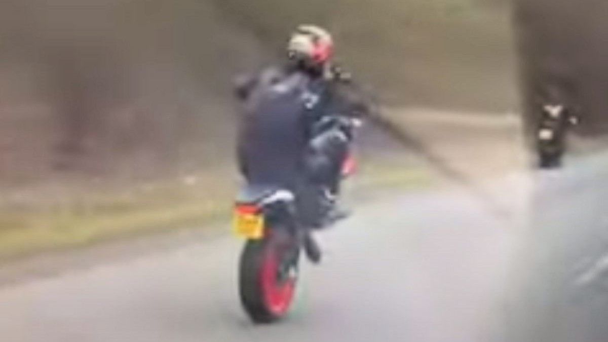 Biker caught pulling wheelie on A24 banned from the roads