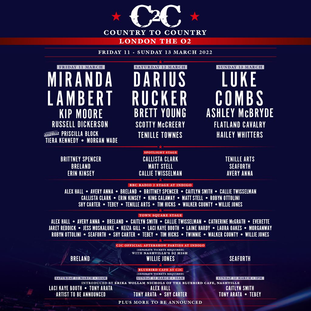 Country To Country Festival has released the lineup for the festival