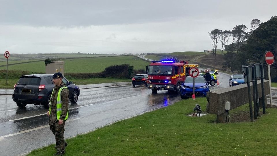 Crash outside RNAS Culdrose in Helston