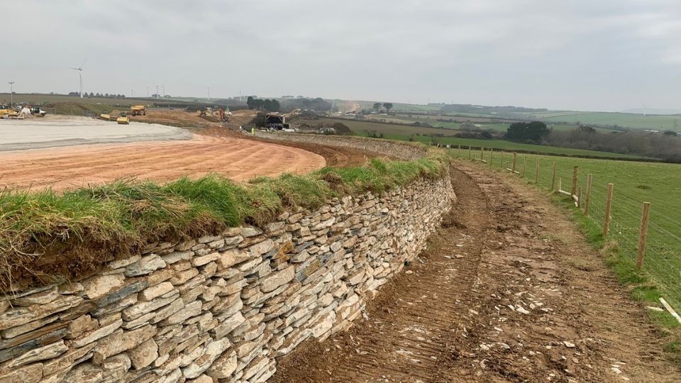 New Cornish hedging along the A30
