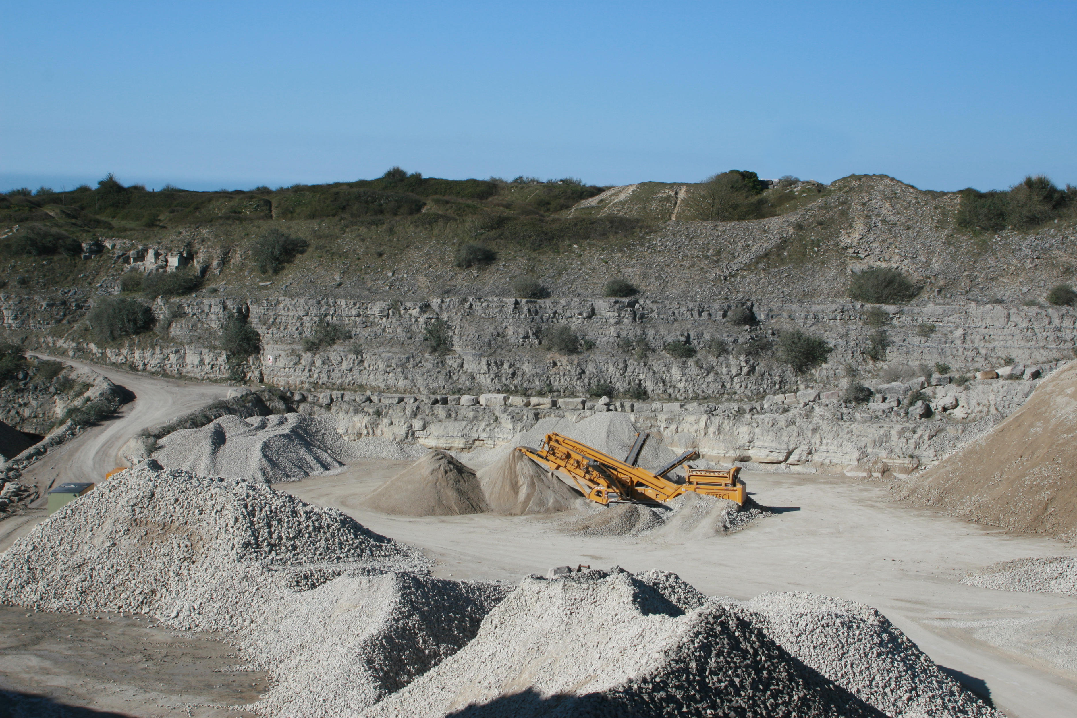 Holcim Gravel and Grit Quarry in fog, Plettenberg, Sauerland