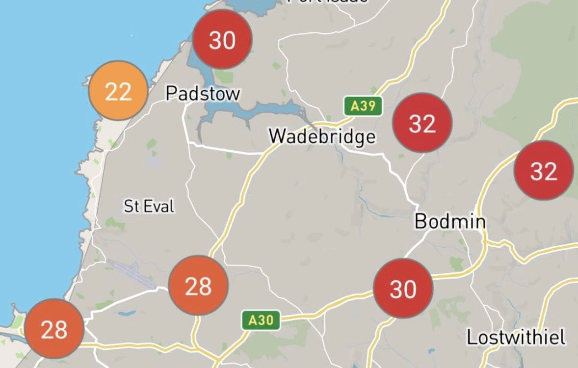 Heatwave: Temperatures top 30C in parts of Cornwall, Kernow Weather ...