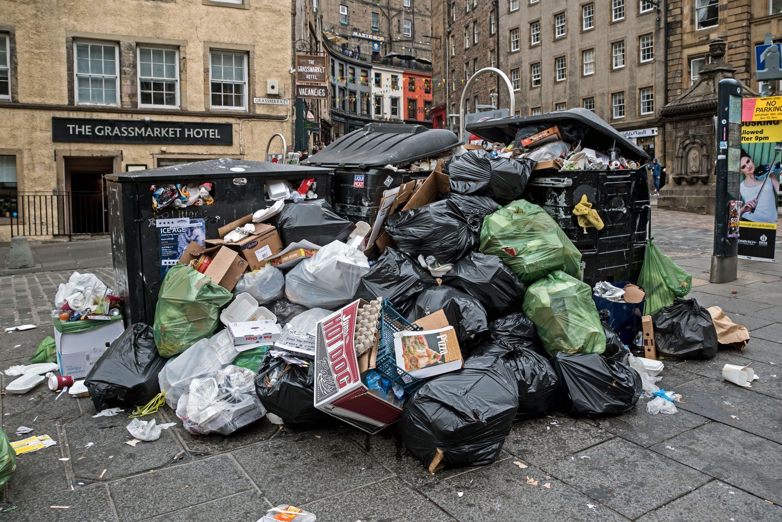 Edinburgh's streets on day 6 of bin strikes