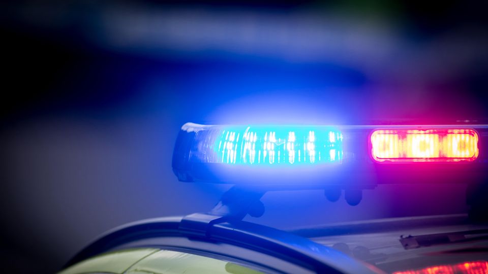 Police car lights at night