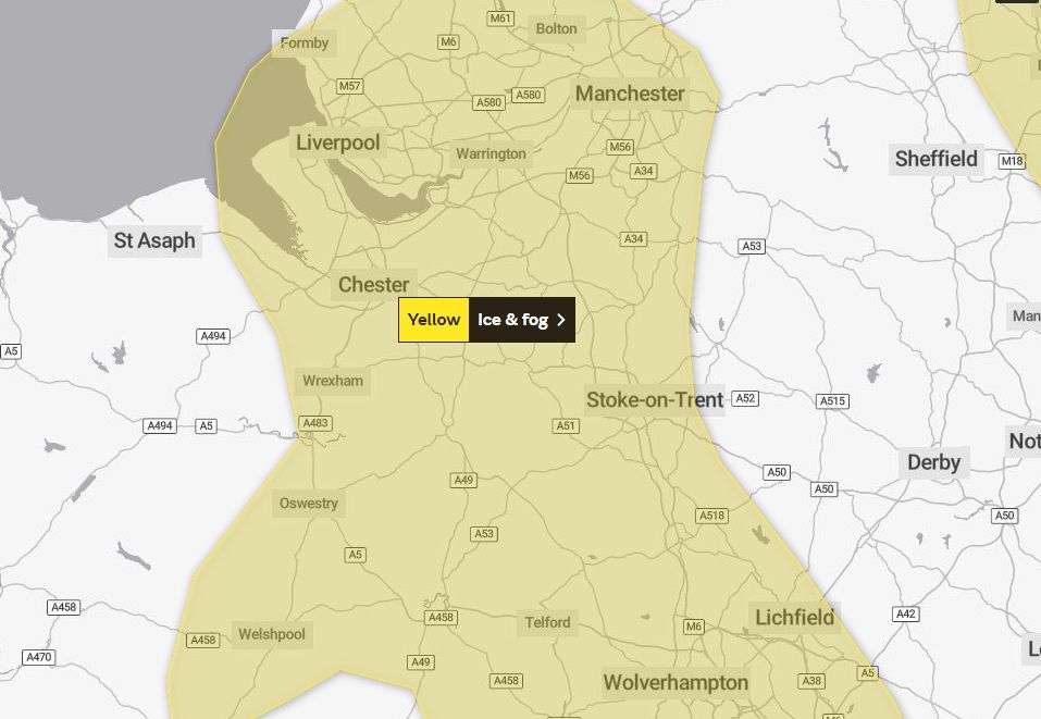 Weather warning as ice and freezing fog hits Staffordshire and Cheshire ...