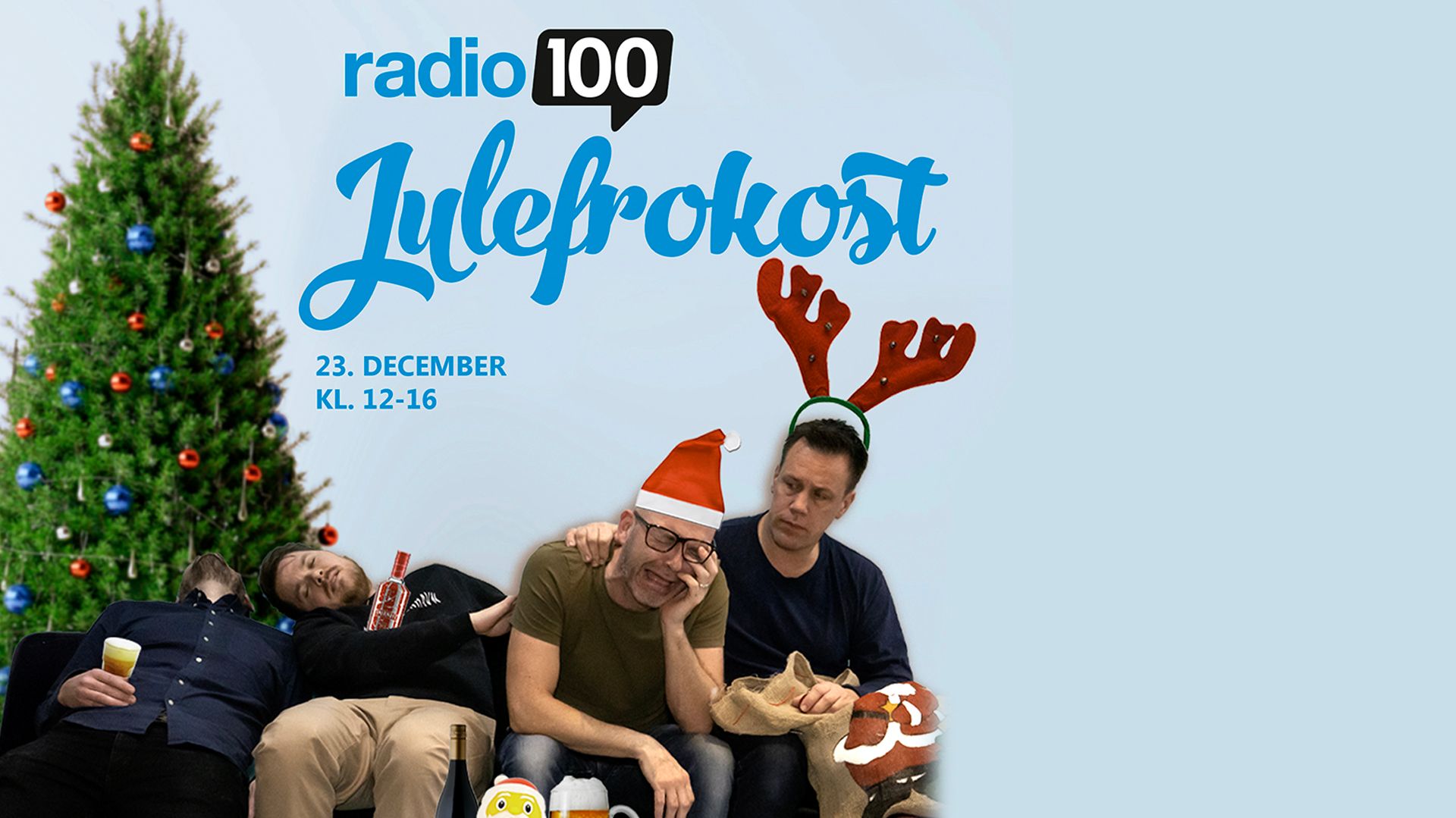 auktion Væk hjørne Radio 100 Julefrokost – live i radioen