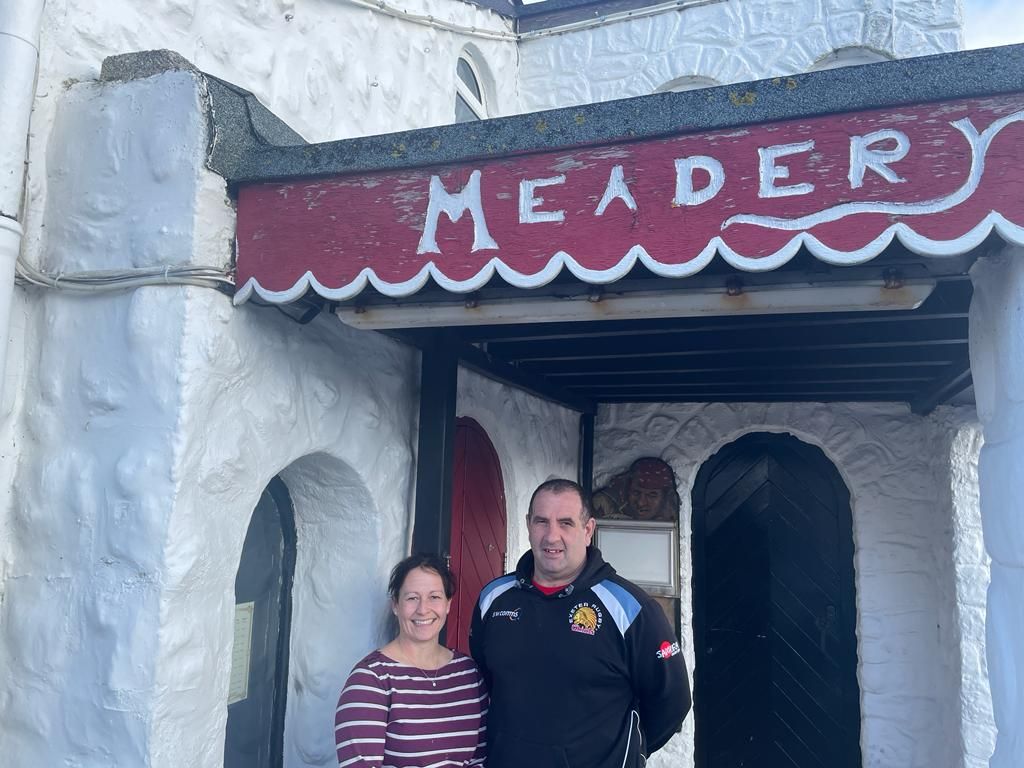 Owners Emily and Jon Stephens outside the Waterside Meadery