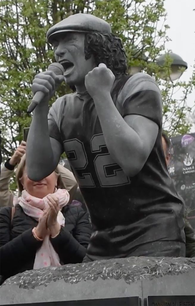 Brian Johnson statue in Namur, Belgium