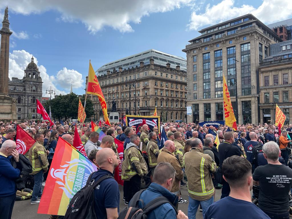Firefighters warn of potential strikes as union rallies against cuts