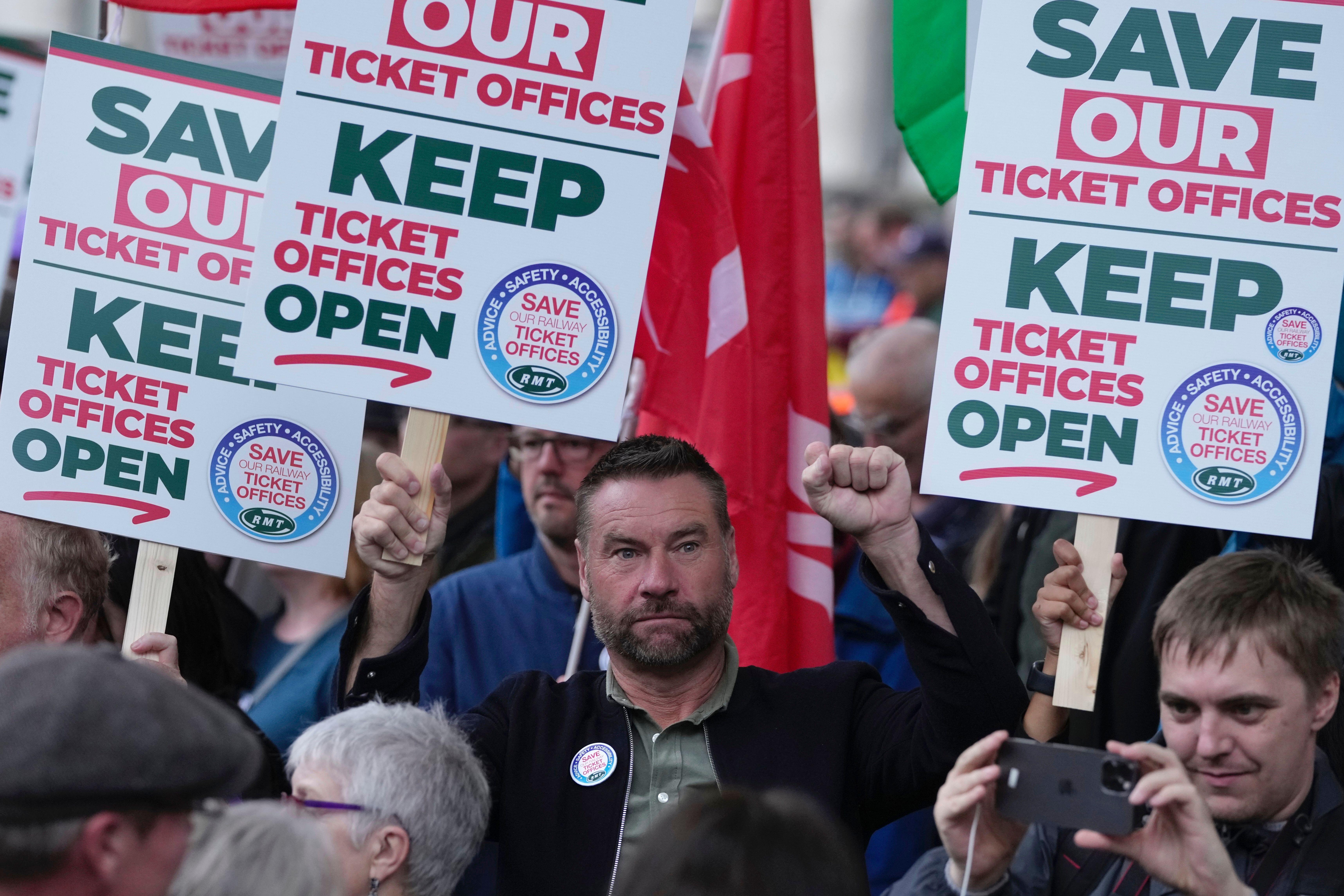 Railway ticket office protest in London