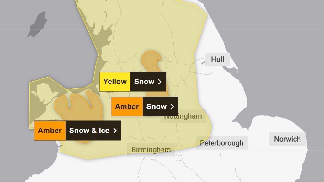 Met Office warns of disruption as parts of West Midlands under snow ...