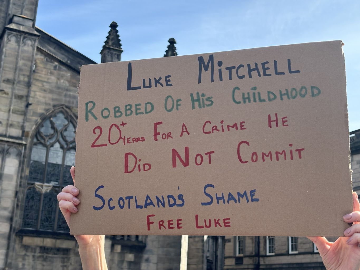 Demonstrators in Edinburgh, mark 20 years since Luke Mitchell's arrest in 2004