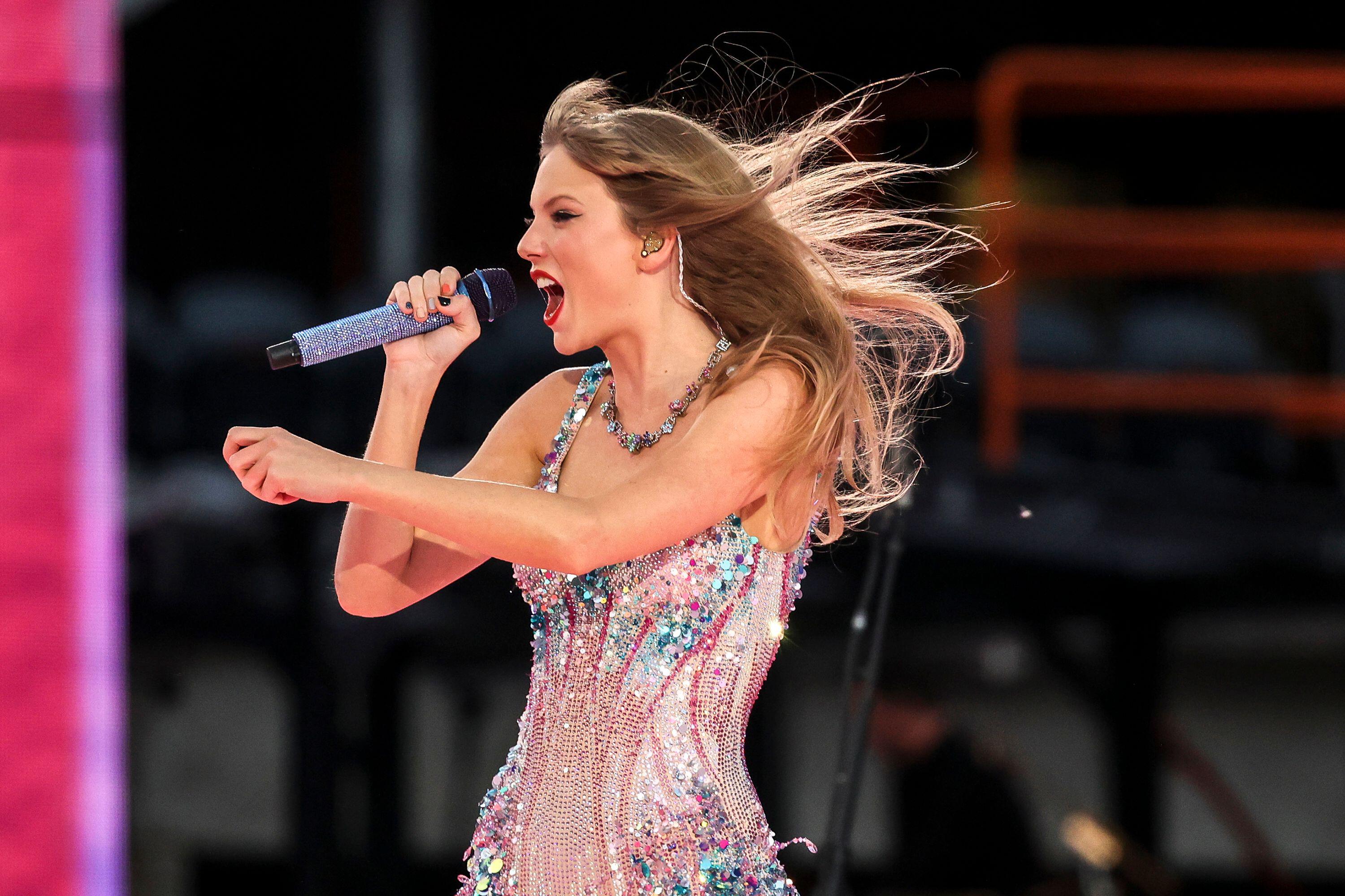 Taylor Swift celebrates 100th show of Eras tour in Liverpool
