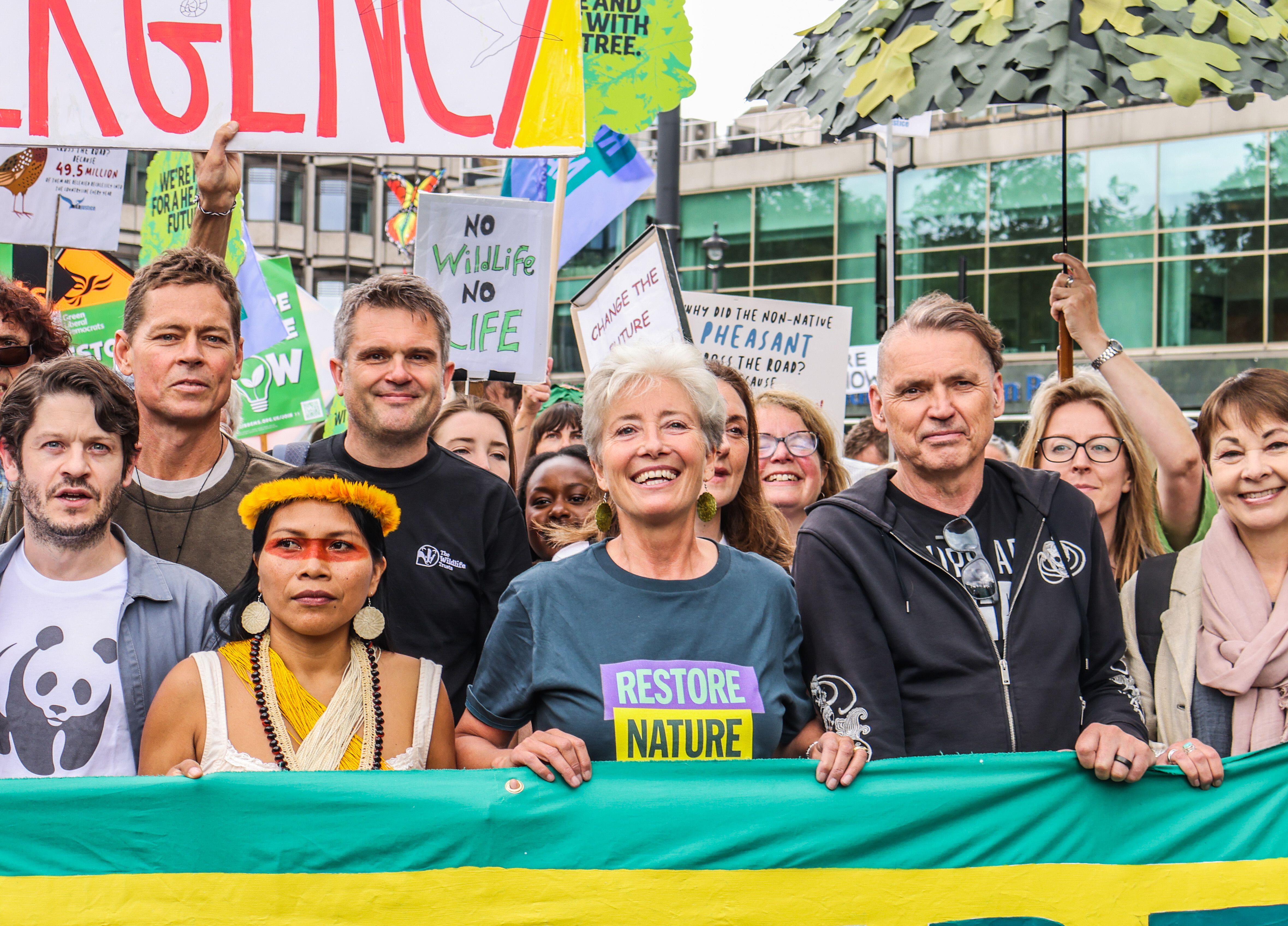 Celebrities join protest to raise awareness of biodiversity in UK