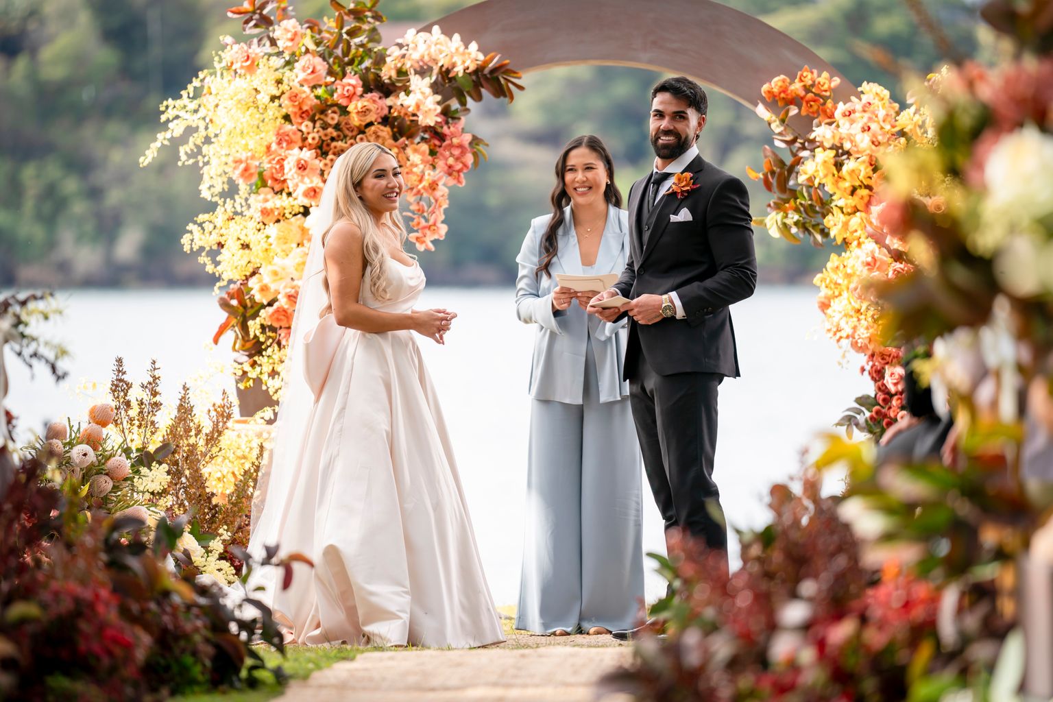 Awhina and Adrian on their MAFS wedding day