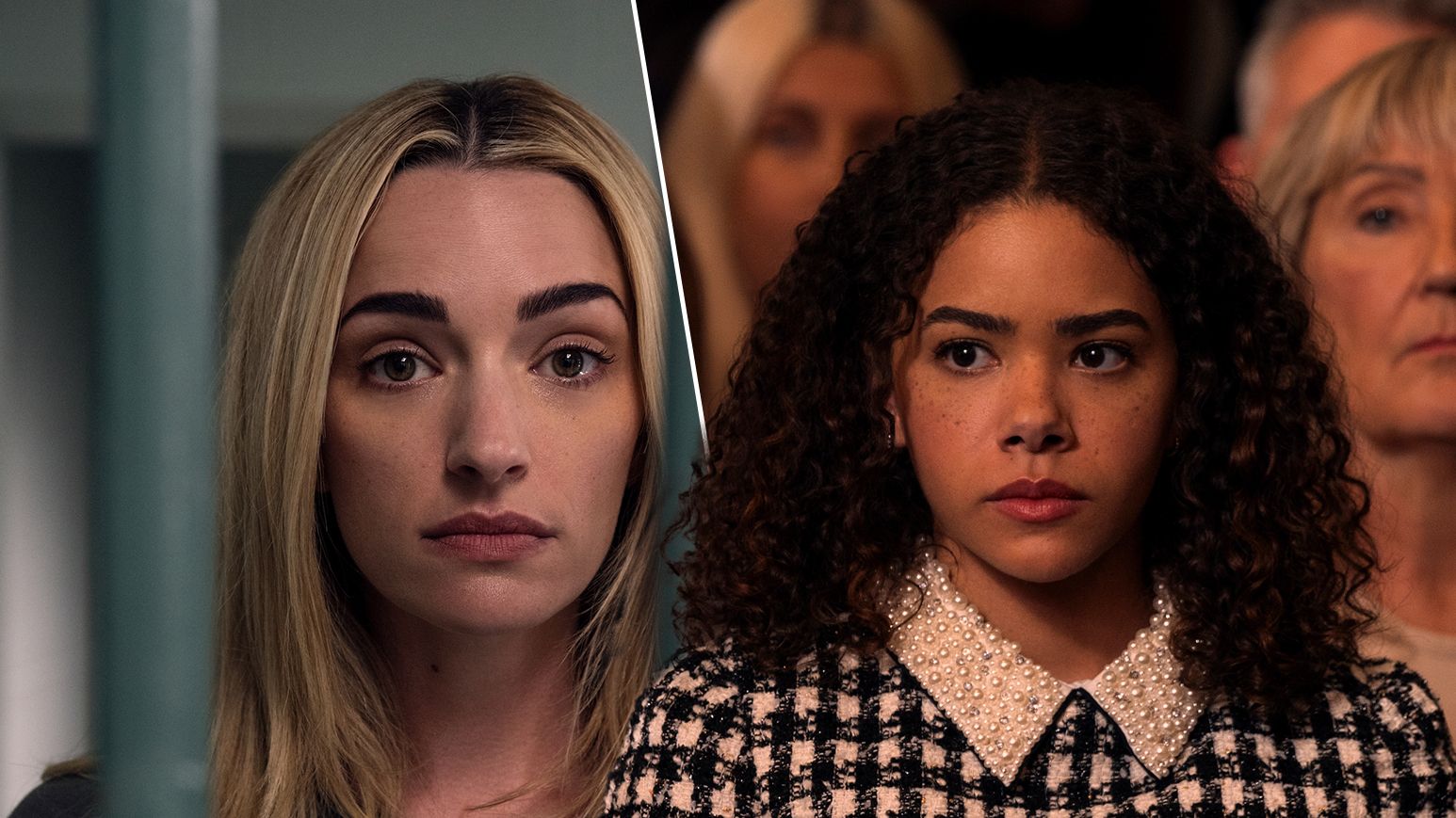Stitched image of Brianne Howey as Georgia and Antonia Gentry as Ginny in Ginny & Georgia season three