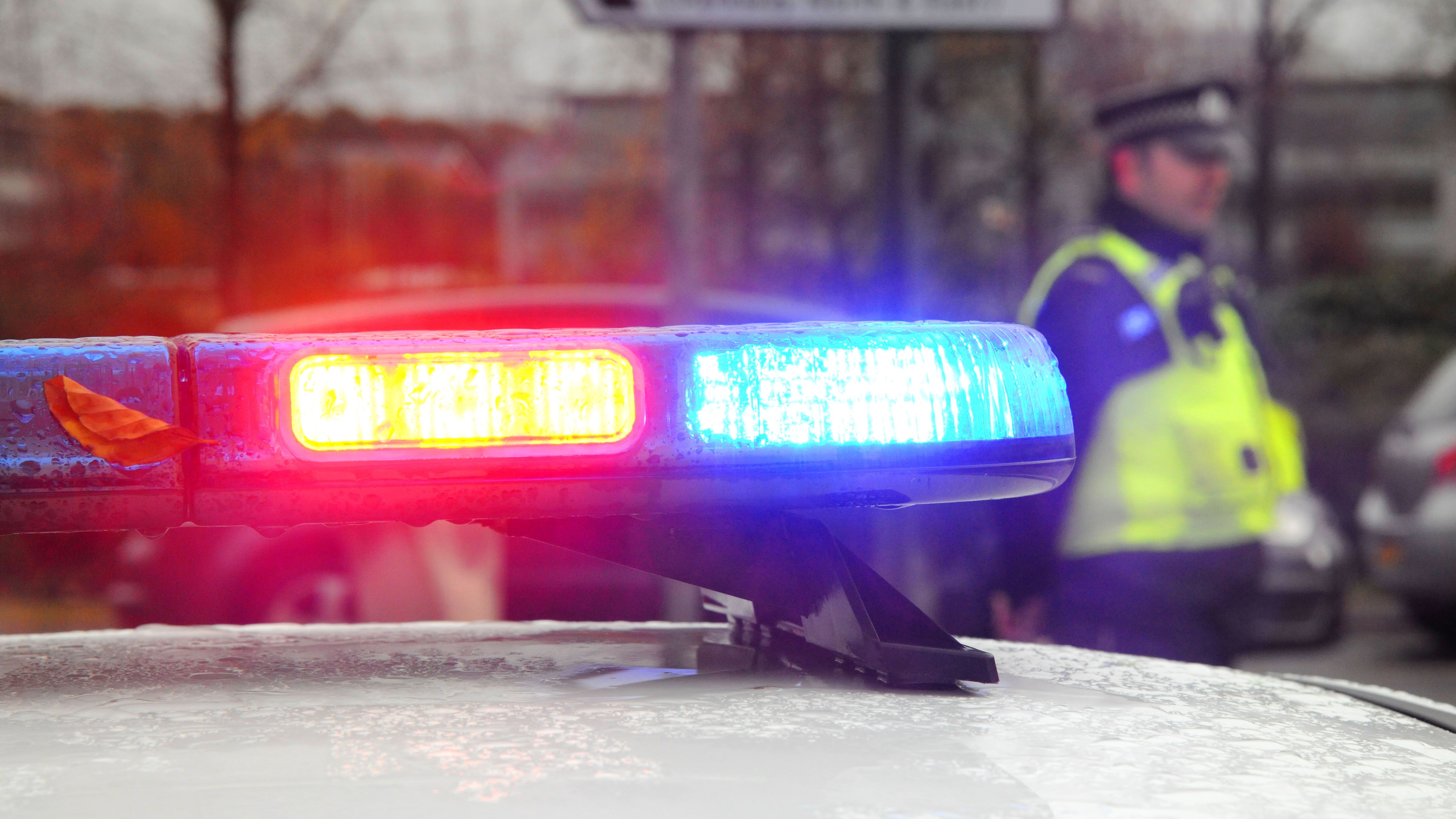 red and blue police lights