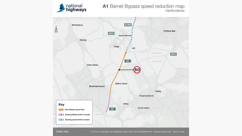 Work to improve safety on the A1 through Hertfordshire has started