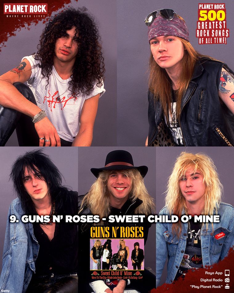 9) Guns N’ Roses - Sweet Child o' Mine (1987) 
