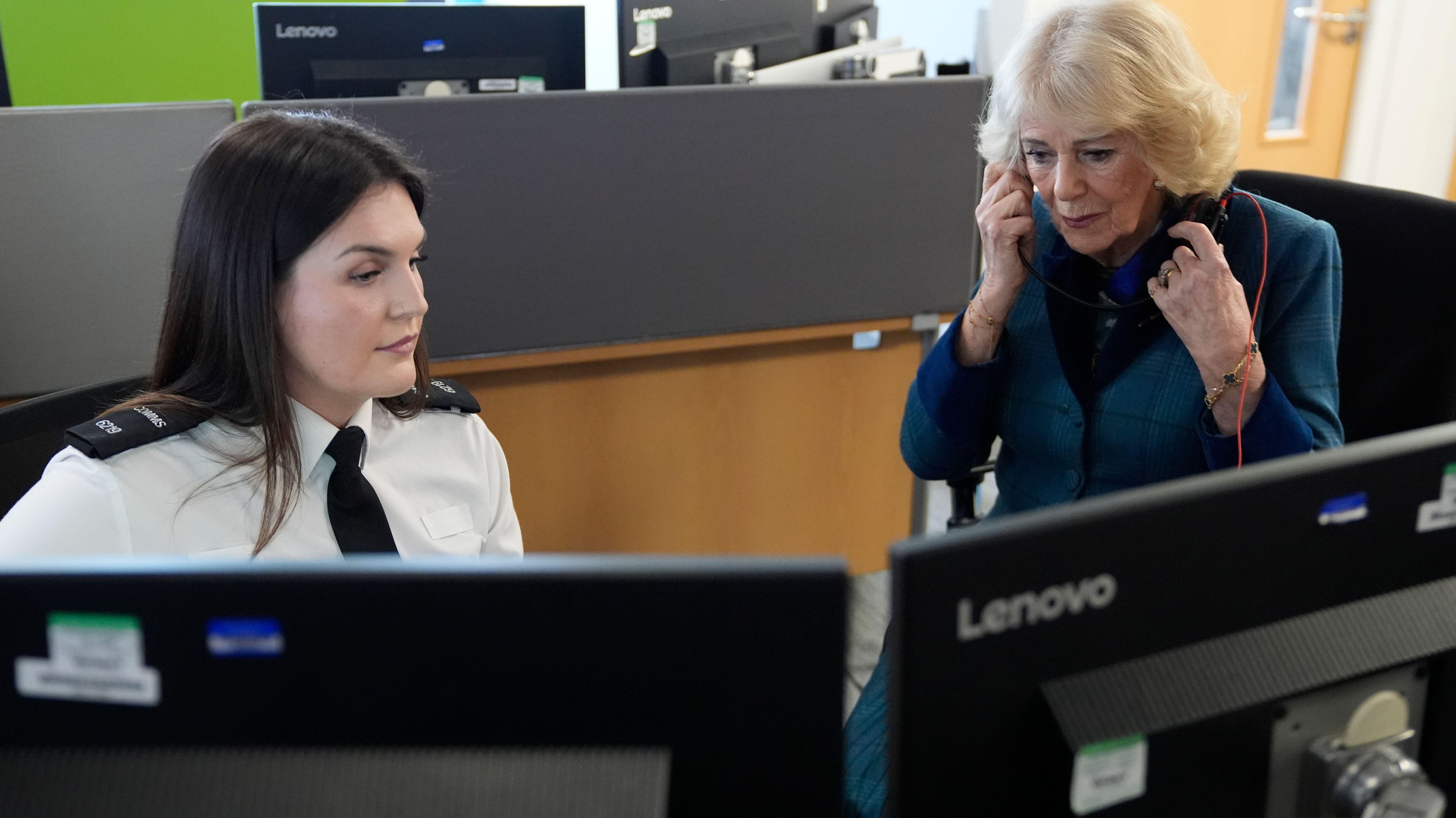 Queen Camilla hears real-life 999 call on visit to Avon and Somerset ...