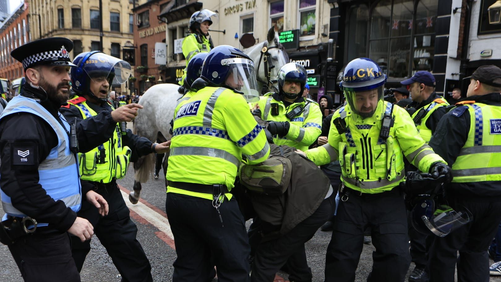 Manchester Counter Protest Nine arrested during Britain First march and counter-protests in Manchester