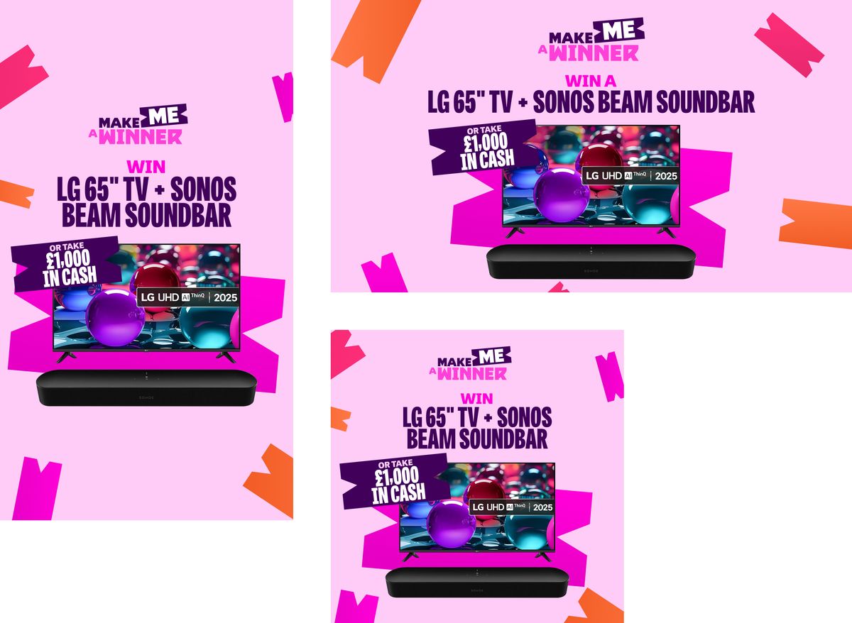 WIN AN LG 65" TV PLUS A SONOS BEAM SOUNDBAR OR £1,000 CASH