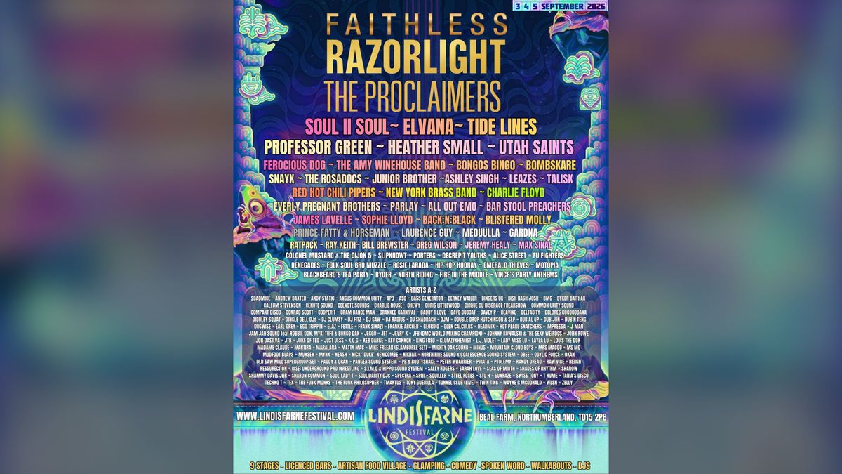Last chance to get tickets for Lindisfarne Festival as stage times are announced