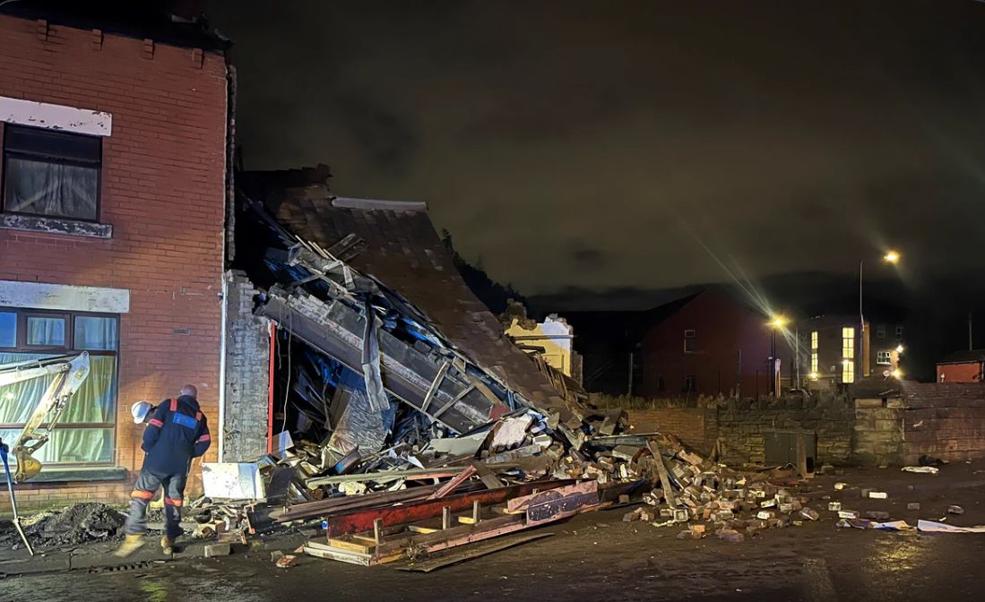 Roads closed after Bolton crash leaves building collapsed