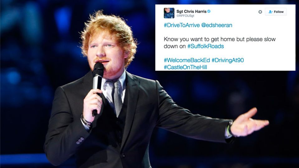Ed Sheeran given a police warning for 'driving at 90' lyrics | Celebrity -  KISS