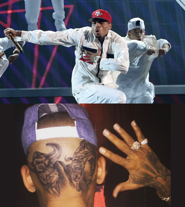 Chris Brown -- Did He Tattoo Rihanna On His Neck?